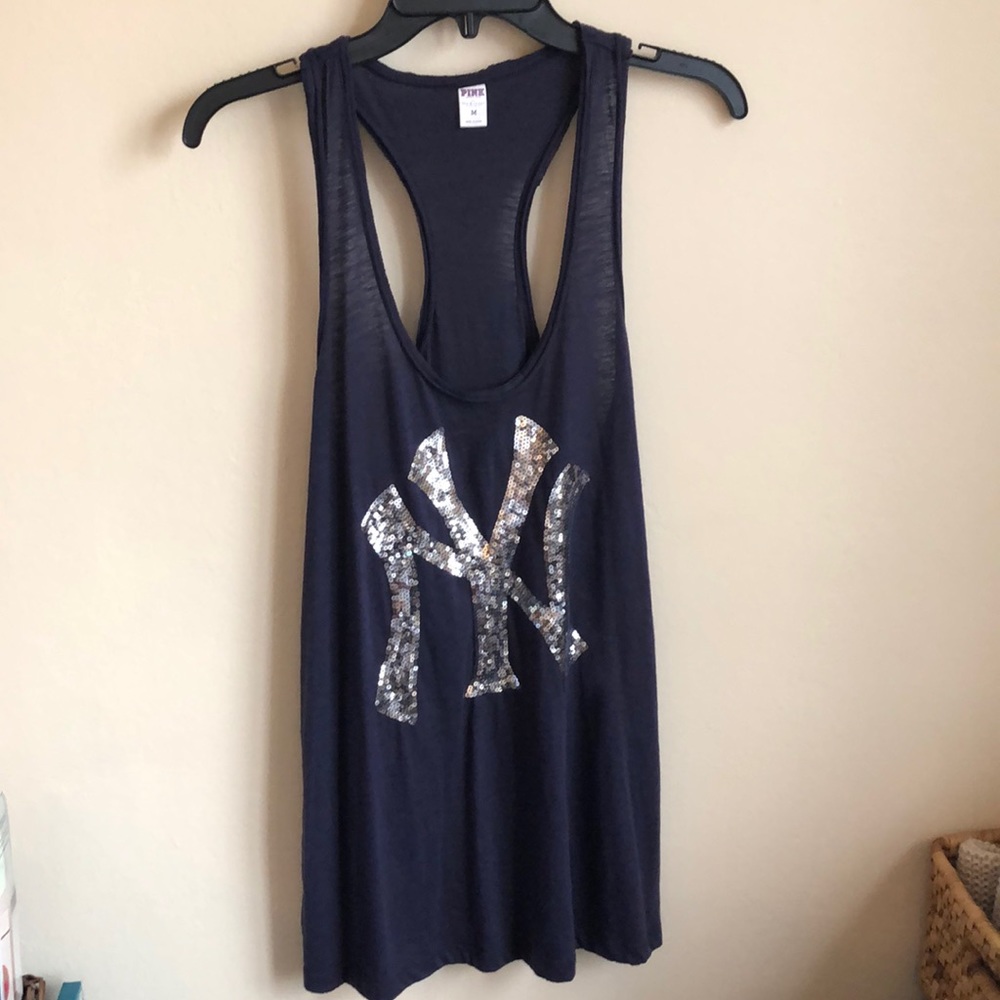 NY Yankees Sequin PINK VS racerback tank